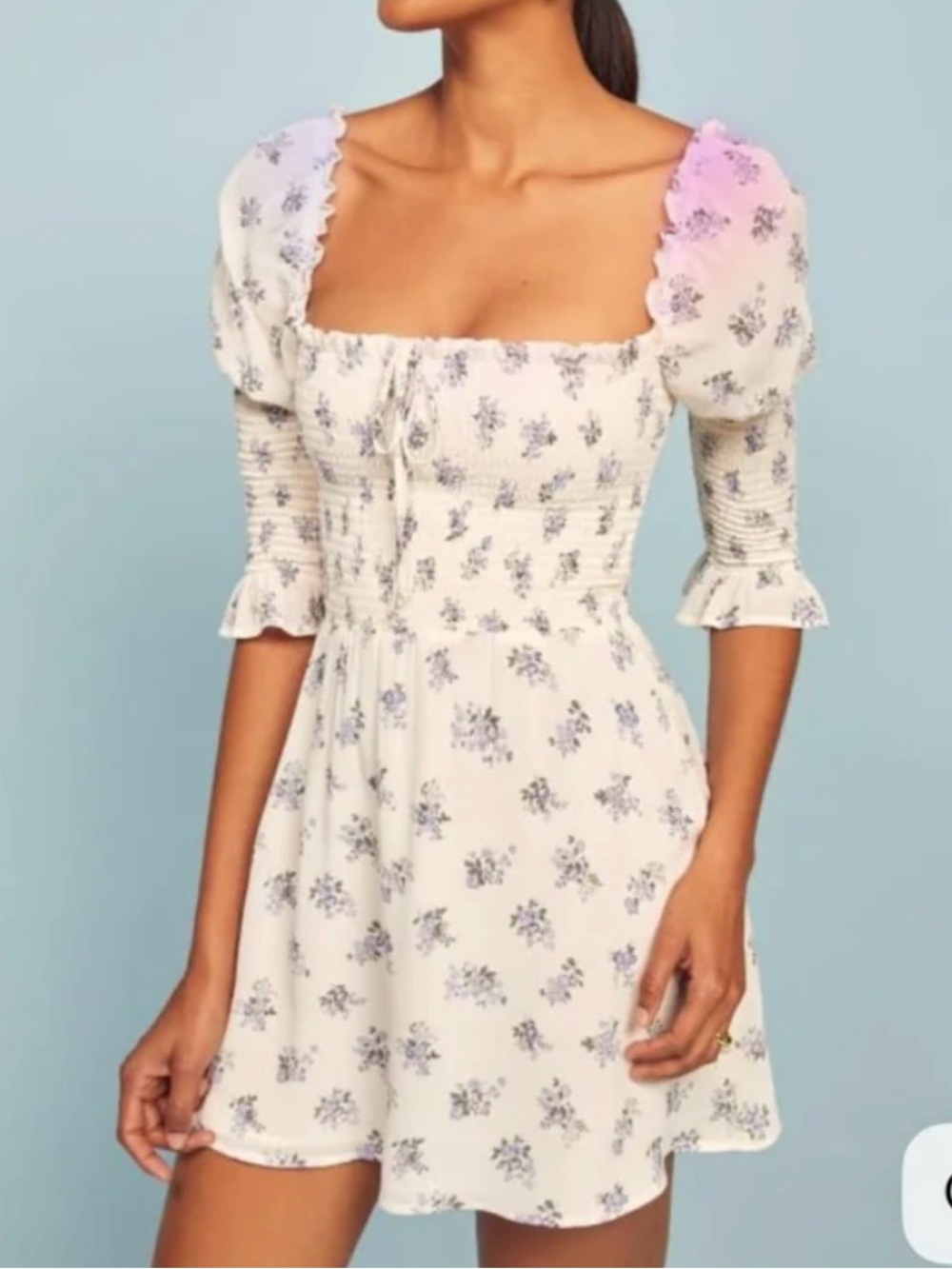 Reformation Mini Dress with Lavender Floral Print